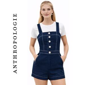 Anthropologie Portside Button-Front Romper